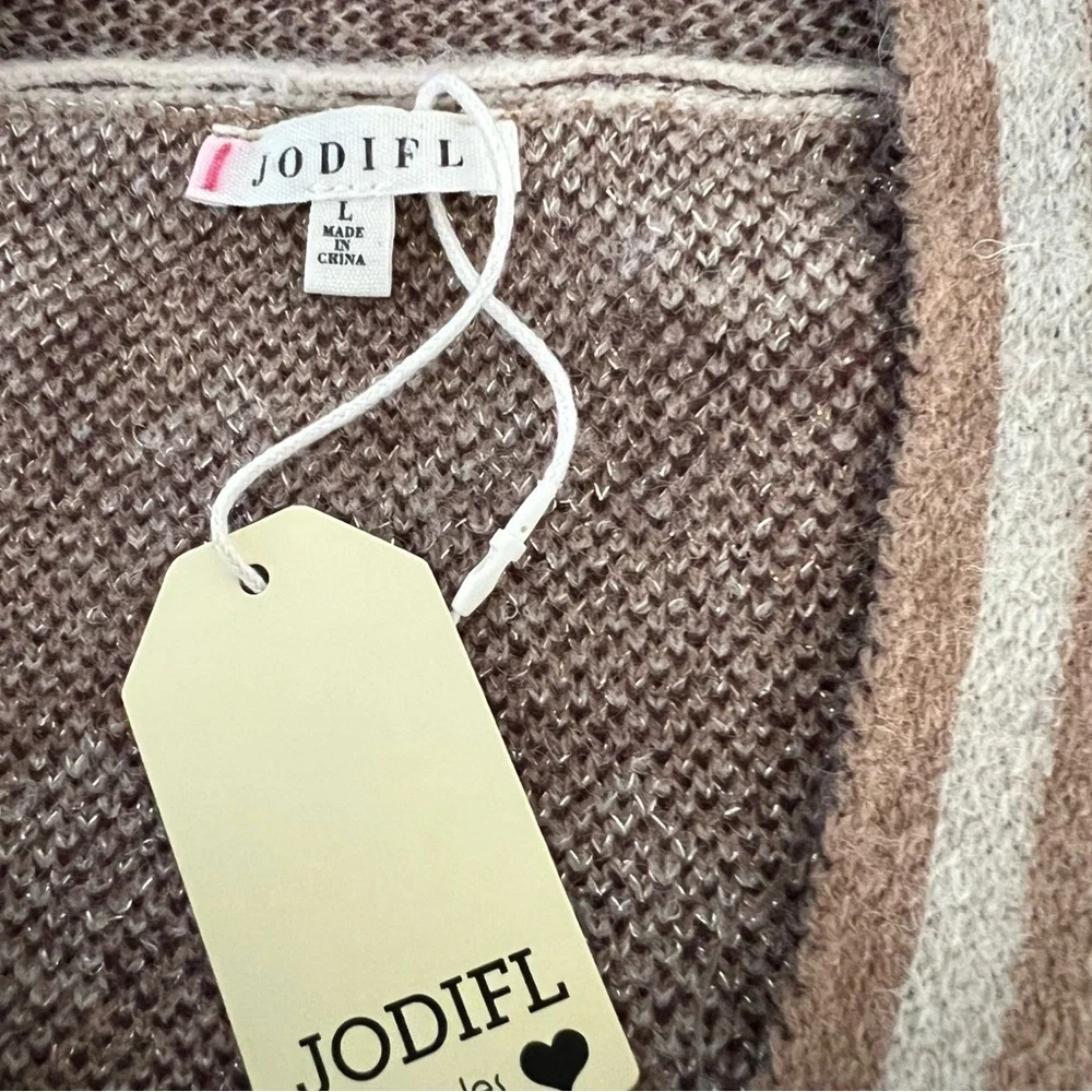 JODIFL Geometric Patterned Cardigan | Tan/Brown/White | L - Picture 5 of 15